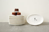 Ceramic Appetizer Plates w/ Numbers - Greige Goods