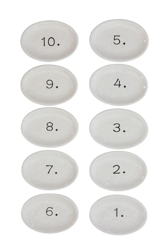 Ceramic Appetizer Plates w/ Numbers - Greige Goods