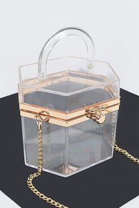 Clear Mini Clutch w/Handle - Greige Goods