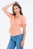 Zoe Ruched Shirt - Greige Goods