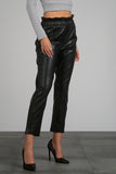 Ruffled Waist Leather Pant - Greige Goods