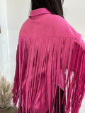 Suede Fringe Back Shacket - Greige Goods