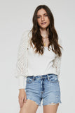 Shanti Crochet Sleeve Sweater - Greige Goods