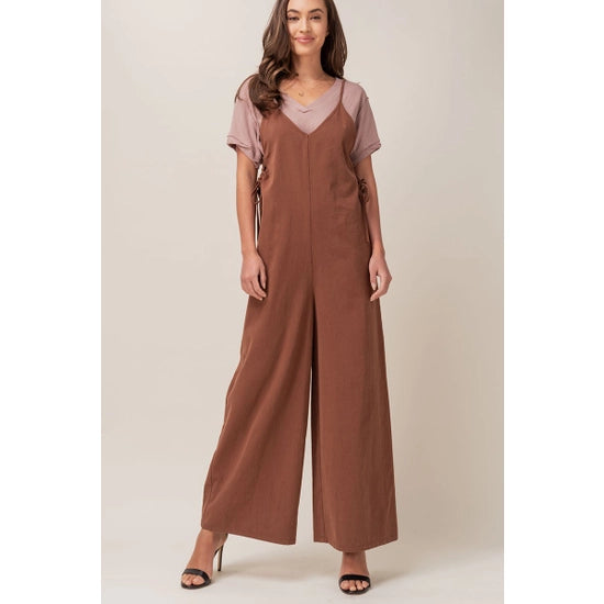 Cotton jumpsuit wide deals leg